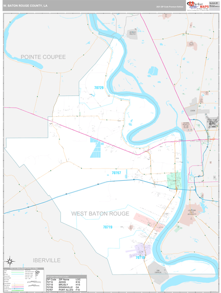 W. Baton Rouge Parish (County), LA Wall Map